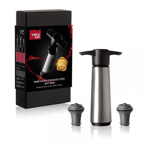 Set pompa inox si 2 dopuri in cutie de lux VV 06492G 